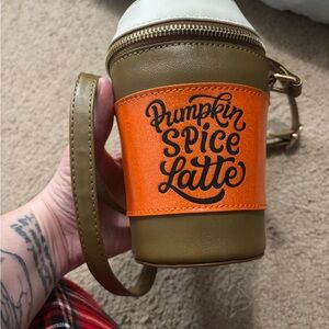 Betsey Johnson Olive, Orange & White Pumpkin Spice Latte Cup Crossbody